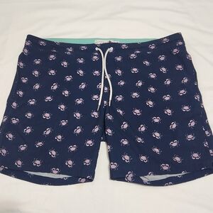 Bonobos Navy Blue Pink Crabs Swim Trunks Shorts Drawstring Beach Summer M